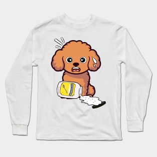 Funny brown Dog spilled mayonnaise Long Sleeve T-Shirt